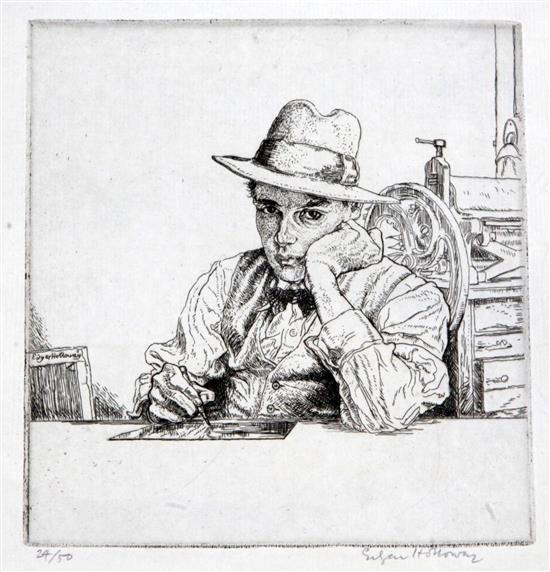 Edgar Holloway (1914-2008) Self Portrait No.18 (The Etcher II) 1979 (2).
